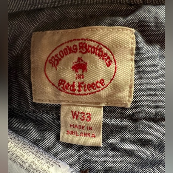 Brooks Brothers khaki flat front blue flags all over print sz 33 preppy shorts - Picture 4 of 10